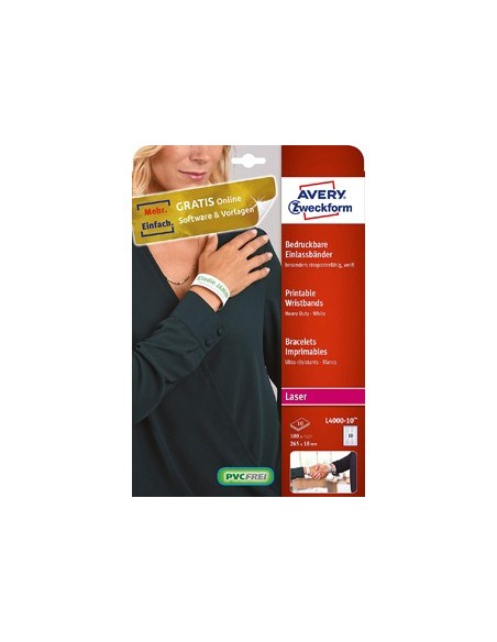 PULSERA BL.IMPRIMIBLE LASER 265X18MM PK.50 UDS.