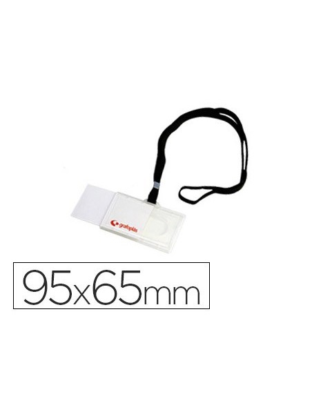 IDENTIFICADOR CON CORDON PLANO NEGRO GRAFOPLAS 65X95 MM APERT LATERA