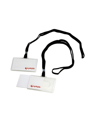 IDENTIFICADOR CON CORDON PLANO NEGRO GRAFOPLAS 65X95 MM APERT LATERA