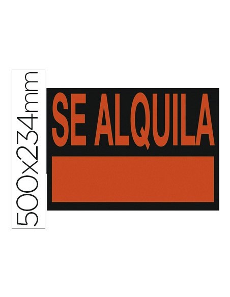 CARTEL PLASTICO SE ALQUILA ROJO FLUOR 500X234 MM