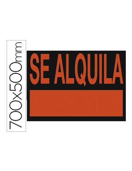 CARTEL PLASTICO SE ALQUILA ROJO FLUOR 700X500 MM
