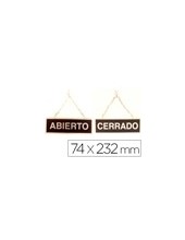 LETRERO METALICO ABIERTO Y CERRADO CADENA Y VENTOSA COLGAR 74X232MM 2