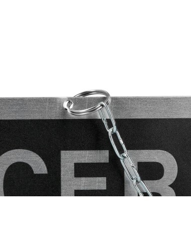 LETRERO METALICO ABIERTO Y CERRADO CADENA Y VENTOSA COLGAR 74X232MM