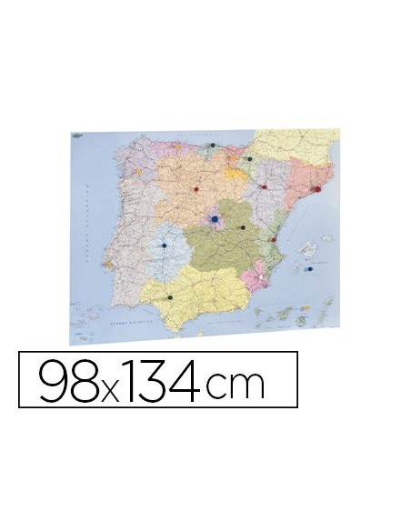 MAPA MURAL FAIBO ESPAÑA PORTUGAL AUTONOMICO 98X134 CM