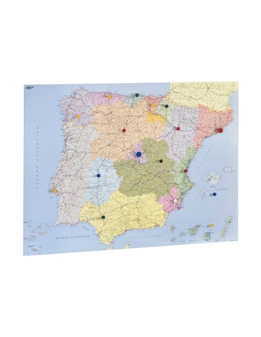 MAPA MURAL FAIBO ESPAÑA PORTUGAL AUTONOMICO 98X134 CM