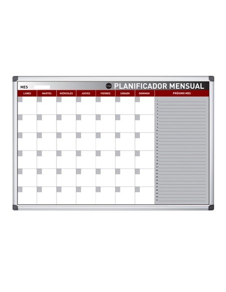 PLANNING MAGNETICO BI-OFFICE MENSUAL LACADO AL.ROTULABLE 60X45 CM