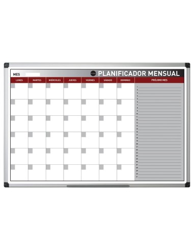 PLANNING MAGNETICO BI-OFFICE MENSUAL LACADO AL.ROTULABLE 90X60 CM
