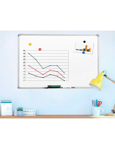 PIZARRA BLANCA Q-CON.LACADA MAGNETICA MARCO AL.60X45 CM