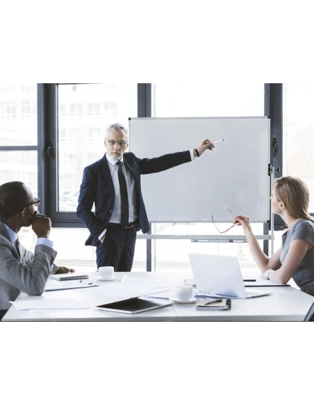 PIZARRA BLANCA Q-CON.DOBLE CARA MELAMINA MARCO AL.120X90 CM GIRATORIA