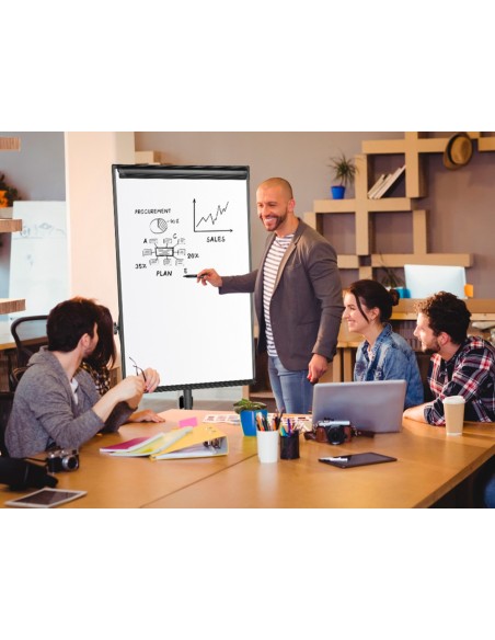 PIZARRA MOVIL Q-CON.C/RUEDAS CONFERENCIAS TABLERO LACADO BLANCO APTA