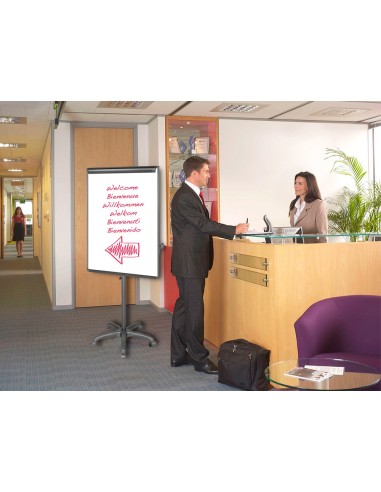 PIZARRA MOVIL Q-CON.C/RUEDAS CONFERENCIAS TABLERO LACADO BLANCO APTA