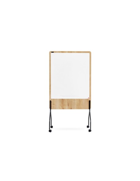 PIZARRA BL.ROCADA DOBLE CARA LACADA MAG.MELA. ROBLE 4 RUEDAS 92X125CM