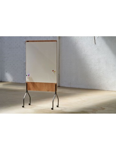 PIZARRA BL.ROCADA DOBLE CARA LACADA MAG.MELA. ROBLE 4 RUEDAS 92X125CM