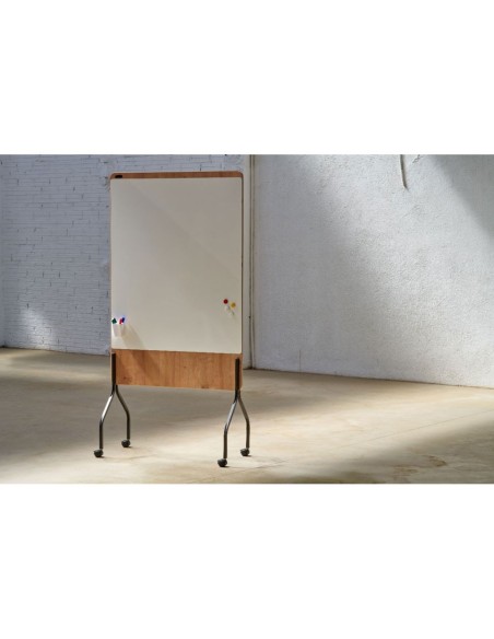 PIZARRA BL.ROCADA DOBLE CARA LACADA MAG.MELA. ROBLE 4 RUEDAS 92X125CM