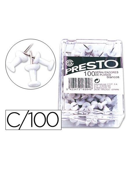 SEÑALIZADOR PLANOS PRESTO BLANCO CAJA 100 UDS.