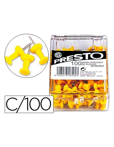 SEÑALIZADOR PLANOS PRESTO AMARILLO CAJA 100 UDS.