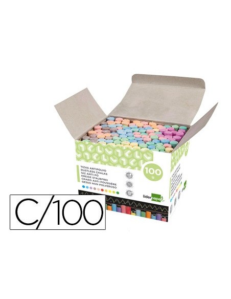 TIZA COLOR ANTIPOLVO CAJA 100 UDS.