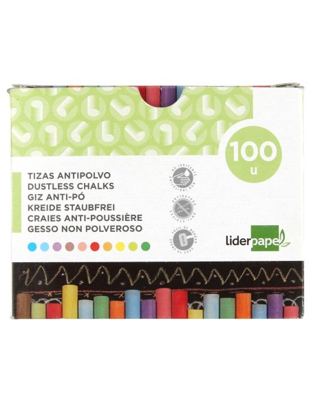 TIZA COLOR ANTIPOLVO CAJA 100 UDS.