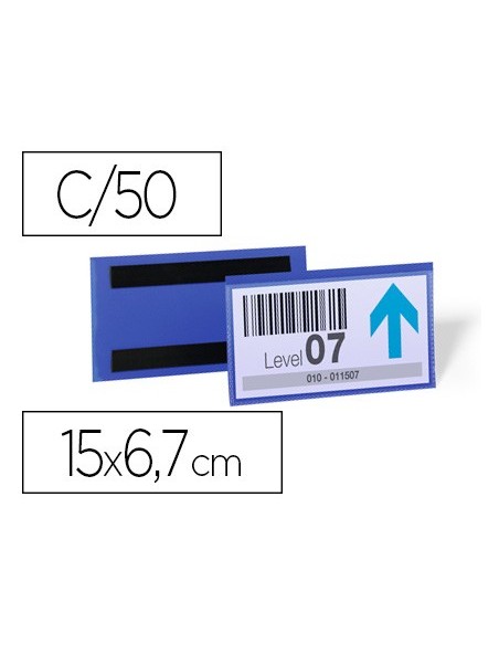 FUNDA DURABLE MAGNETICA 150X67MM.PLASTICO AZ.VENTANA TPTE.PACK 50 UD.