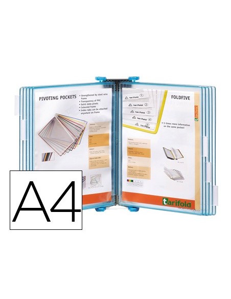 PORTACATALOGO PARED POLIPROPILENO TARIFOLD 10 FUNDAS DIN A4 COL.AZ.