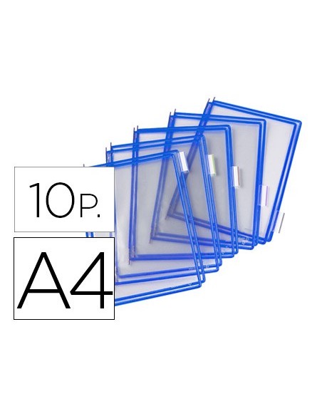 FUNDA TARIFOLD PVC PIVOTES A4 AZUL PACK DE 10 UNIDADES