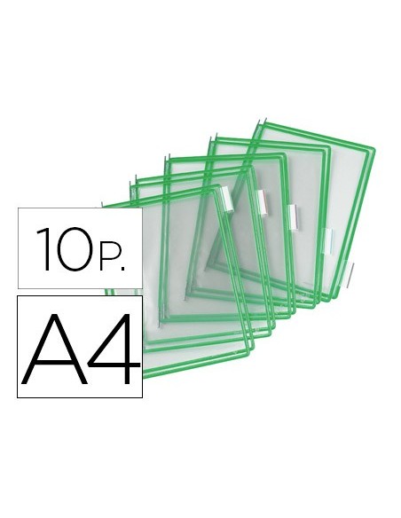 FUNDA TARIFOLD PVC PIVOTES A4 VERDE PACK DE 10 UNIDADES