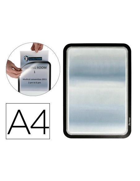 MARCO PORTA ANUNCIOS  MAGNETO A4 ADHESIVO REMOV.COL.NG.PACK 2 U.