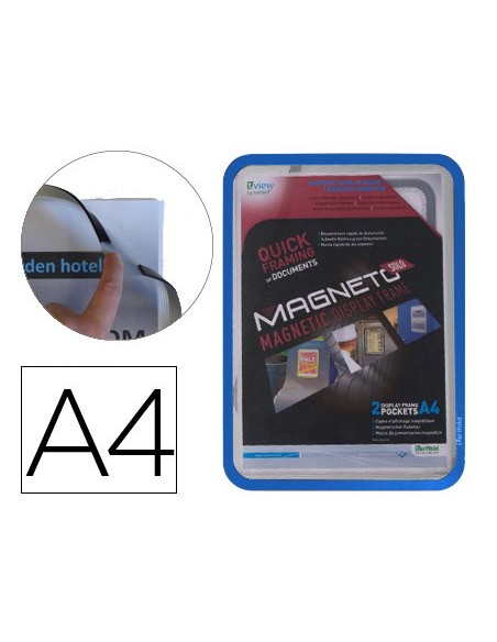 MARCO PORTA ANUNCIOS  MAGNETO A4 4 BANDAS MAGNET.COL.AZ.PACK 2 U.