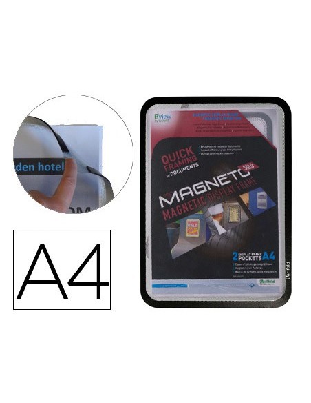 MARCO PORTA ANUNC. MAGNETO A4 4 BANDAS MAGNET.NG.PACK 2 U.195037