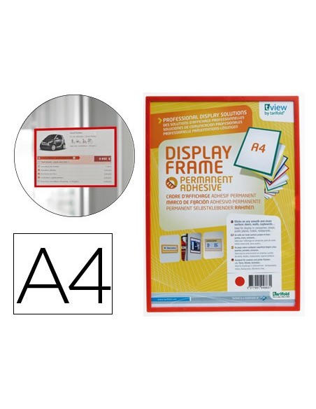 FUNDA PARA COLGAR TARIFOLD DIN A4 ADHESIVA ROJO 194883