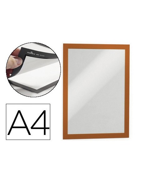 MARCO MAGNETICO A4 DORSO ADH. REMOVIBLE NARANJA PACK 2 UDS.4872-09