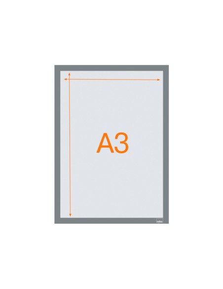 MARCO PORTA ANUNCIOS NOBO A3 MARCO MAG.AUTOADHESIVO PLATA PK.DE 2 UD.