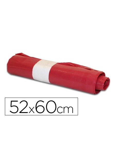 BOLSA BASURA DOMESTICA ROJA 52X60CM GALGA 70 ROLLO DE 20 UNIDADES
