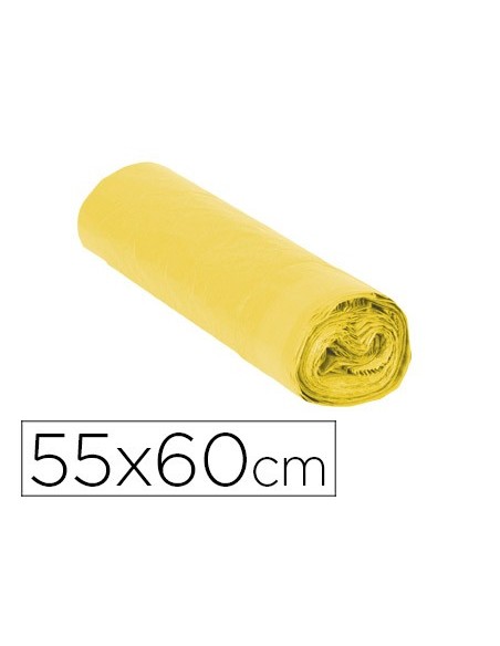 BOLSA BASURA DOMESTICA AMARILLA AUTOCIERRE 55 X 60 CM ROLLO 15 BOLSAS