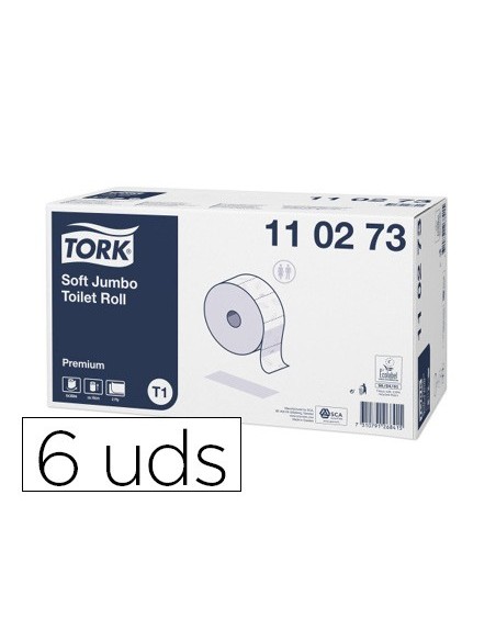 PAPEL HIGIENICO TORK JUMBO SUAVE 2 CAPAS 360 MT T1 PAQUETE 6 ROLLOS