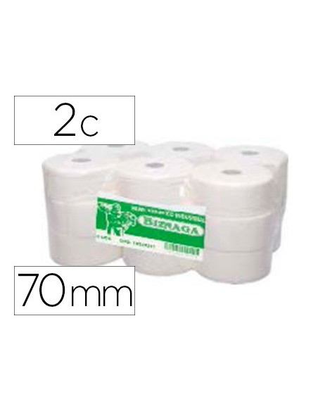 PAPEL HIGIENICO JUMBO 2/C CELULOSA BLANCA MANDRIL 70MM.KF16756