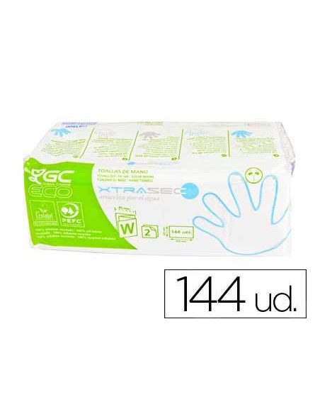 TOALLA PAPEL MANO ENGARZADA ECOLOGICA 22,5X31 PAQUETE 144 UND