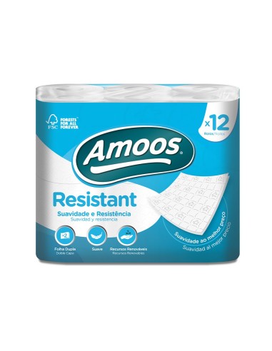 PAPEL HIGIENICO AMOOS 2 CAPAS 100MM.X87MM.ALTO PAQ.12 ROLLOS H621301