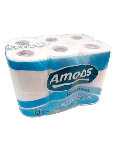 PAPEL HIGIENICO AMOOS 2 CAPAS 100MM.X87MM.ALTO PAQ.12 ROLLOS H621301