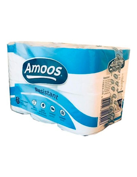 PAPEL HIGIENICO AMOOS 2 CAPAS 100MM.X87MM.ALTO PAQ.12 ROLLOS H621301