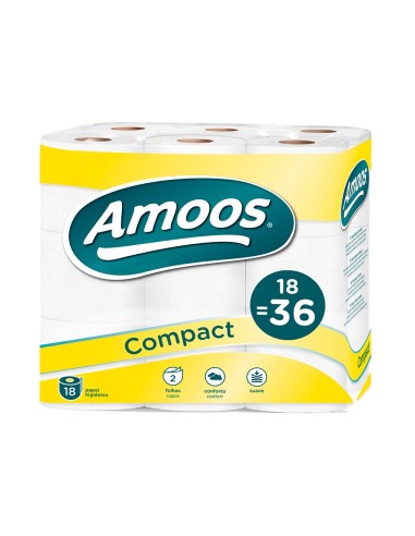 PAPEL HIGIENICO AMOOS DOBLE 2 CAPAS 120MM.X90MM.ALTO 18 ROLL.H623010