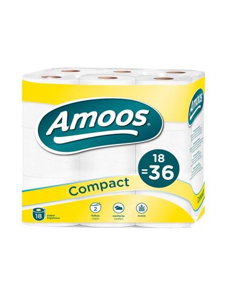 PAPEL HIGIENICO AMOOS DOBLE 2 CAPAS 120MM.X90MM.ALTO 18 ROLL.H623010