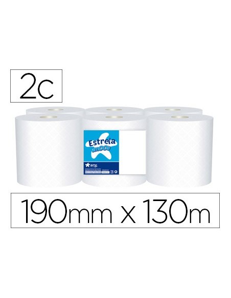 PAPEL SECAMANOS AMOOS 2 CAPAS 190 MM X 130 MT PAQ.6 ROLLOS J621316