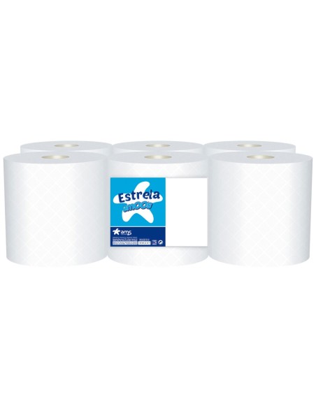 PAPEL SECAMANOS AMOOS 2 CAPAS 190 MM X 130 MT PAQ.6 ROLLOS J621316