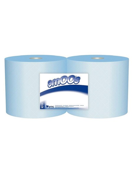 PAPEL SECAMANOS IND.AMOOS 2 CAPAS 235MM.X 300 MT AZ. 2 ROLLOS J613001