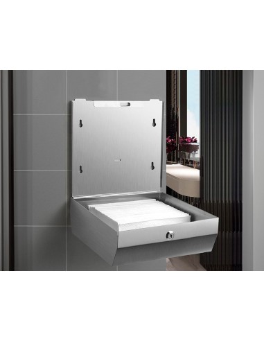 DISPENSADOR Q-CON TOALLITAS PAPEL ACERO INOXIDABLE 283x100x365 MM