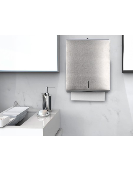 DISPENSADOR Q-CON TOALLITAS PAPEL ACERO INOXIDABLE 283x100x365 MM