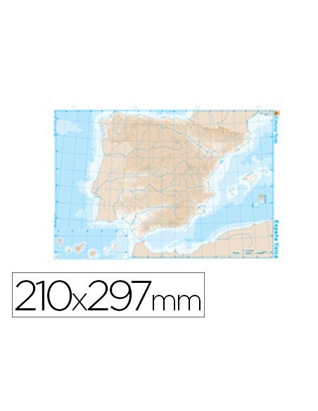 MAPA MUDO B/N DIN A4 ESPAÑA FISICO