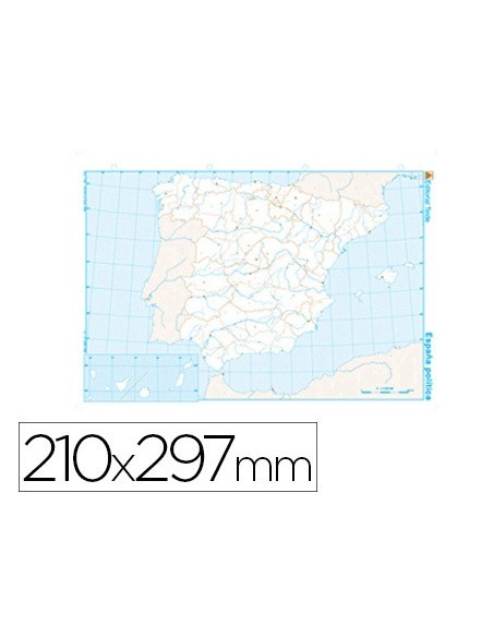 MAPA MUDO B/N DIN A4 ESPAÑA POLITICO