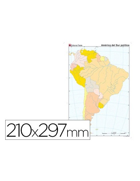 MAPA MUDO COLOR DIN A4 AMERICA SUR POLITICO